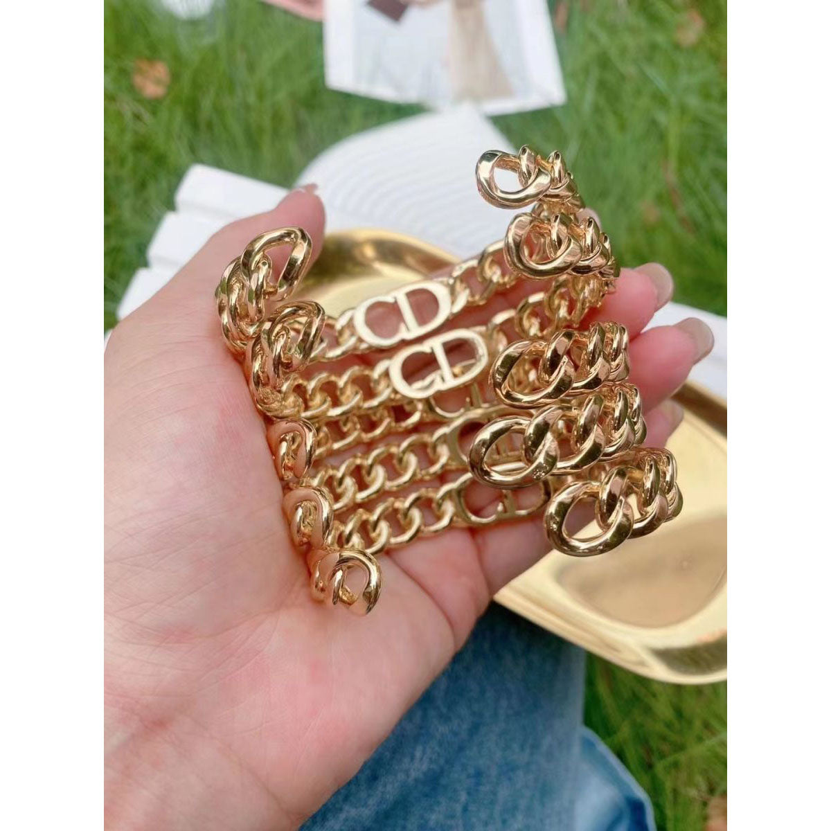 Cd Curb 18K Gold Copper Glossy Cuff Bangle For Women Bulk Secondary image