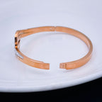 Wave Roman Rose Gold CZ Stainless Steel Openable Bangle Kada Bulk