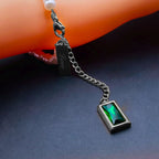 Love Green Emerald Pearl Links Toggle Clasp 18K Gold Stainless Steel Bracelet Women