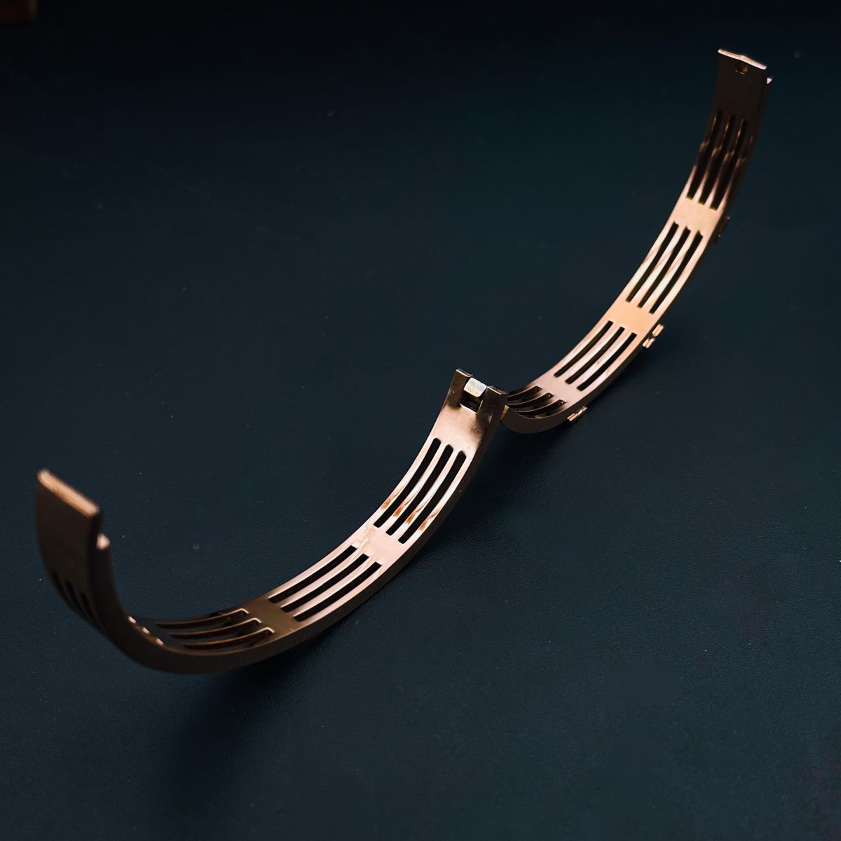 Filigree Stainless Steel CZ Rose Gold Openable Bangle Kada Bulk