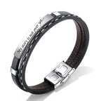 Stainless Steel Gold Black Customized Personalised Laser Engraved Leather Wrist Band ID Bracelet Men
