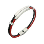 Rope Stainless Steel   Black Silver Customized Personalised Laser Engraved Wrist Band Leather ID Bracelet For Men