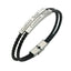Rope Stainless Steel   Black Silver Customized Personalised Laser Engraved Wrist Band Leather ID Bracelet For Men