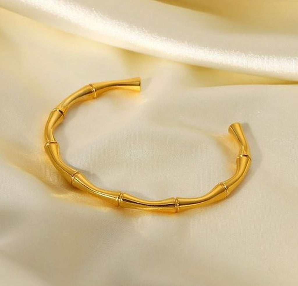 Bamboo 18K Gold Stainless Steel Kada Cuff Bangle For Women Bulk