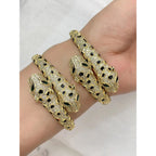 Spotted Black Panther Baguette Cubic Zirconia 18K Gold Kada  for Women