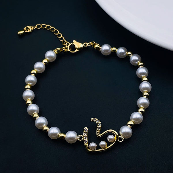 Heart Love Cubic Zirconia 18K Gold Pearl Bracelet For Women Bulk Main image