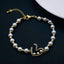 Heart Love Cubic Zirconia 18K Gold Pearl Bracelet For Women Bulk