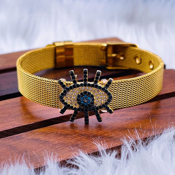 Evil Eye 10Mm 18K Gold Stainless Steel Mesh Strap Belt Bracelet Bulk Main image