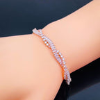 Criss Cross Baguette Rose Gold Copper Tennis Bracelet For Women Bulk