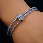 Drop Silver Cubic Zirconia Stretchable Copper Kada Bracelet Women Bulk