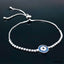 Blue Evil Eye Silver Cubic Zirconia Adjustable Slider Bracelet Bulk