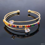 Rainbow Multi Color Drop Cubic Zirconia Cuff Kada Bracelet Women Bulk