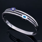 Enamel Evil Eye Silver Stainless Steel Openable Kada Bracelet Bulk