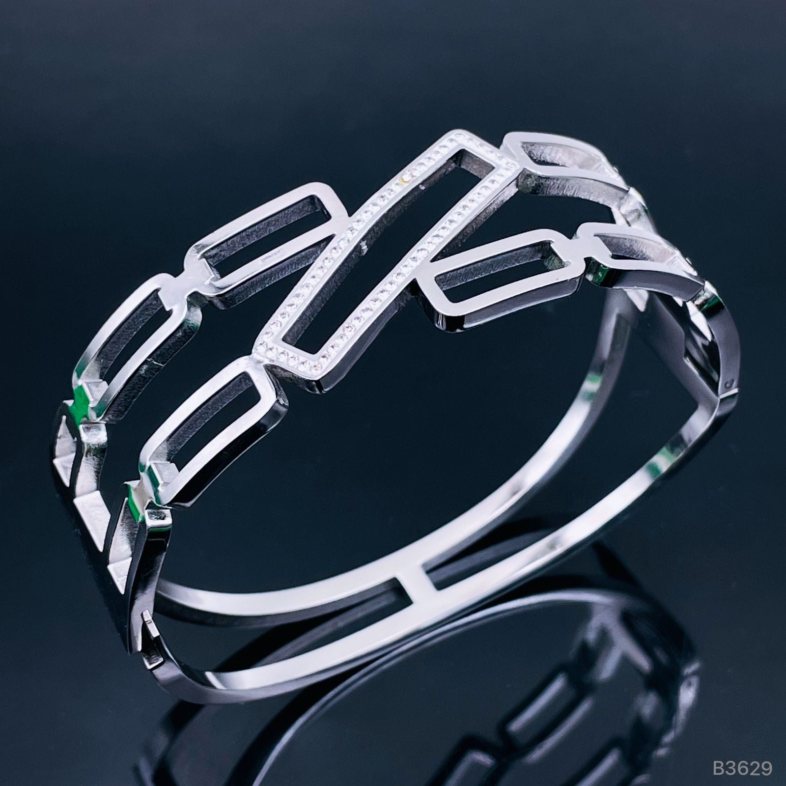 Zig Zag Smart Silver Stainless Steel Openable Kada Bracelet Women Bulk Main image