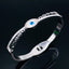 Mother of Pearl Evil Eye Silver Stainless Steel Openable Kada Bracelet for Women