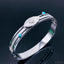 Turquoise Mother of Pearl Evil Eye Silver Stainless Steel Openable Kada Bracelet for Women