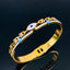 Evil Eye Fancy 18K Gold Stainless Steel Openable Kada Bracelet Bulk