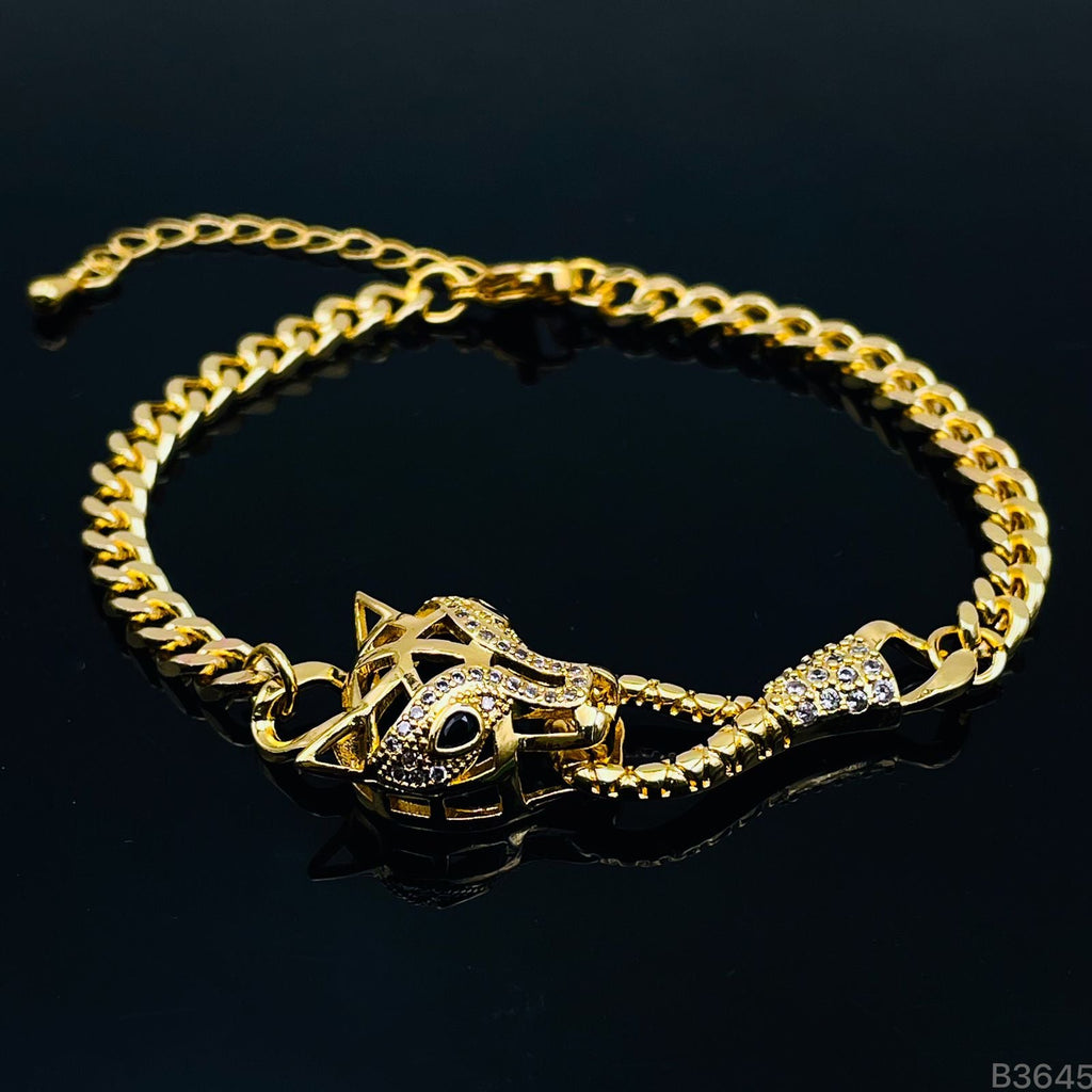 Panther Cubic Zirconia 18K Gold Anti Tarnish Curb Chain Bracelet Bulk
