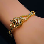 Panther Cubic Zirconia 18K Gold Anti Tarnish Curb Chain Bracelet Bulk
