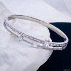 Dual Layer Baguette CZ 18K Gold Openable Kada Bracelet Bulk
