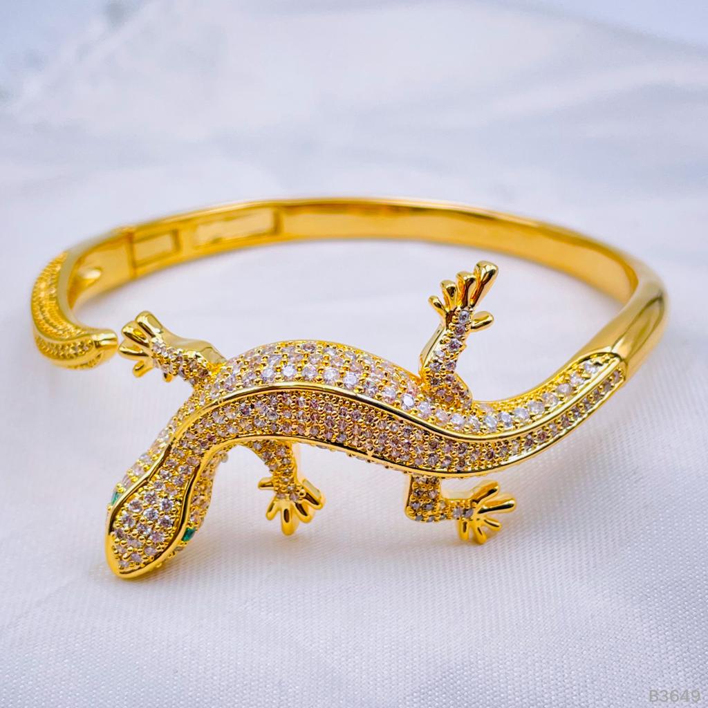 Lizard Reptile Cubic Zirconia 18K Gold Openable Kada Bracelet Bulk Main image
