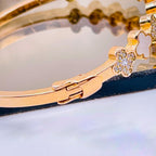 Clover Mother Of Pearl 18K Rose Gold Openable Kada Bracelet Women Bulk