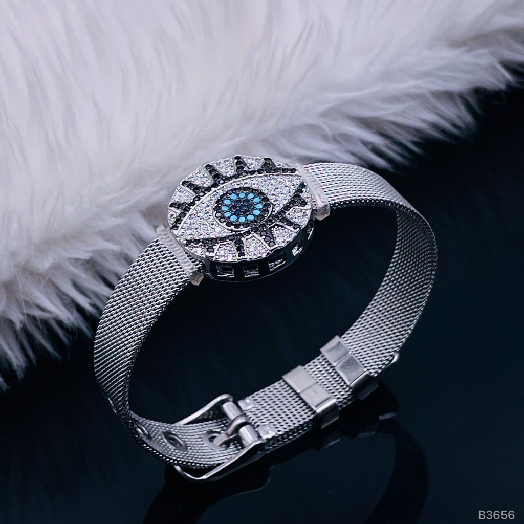 Evil Eye Medallion Rose Gold Adjustable Mesh Watch Strap Bracelet Bulk