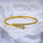 Luxury Nail Cubic Zirconia 18K Gold Openable Kada Bracelet Women Bulk