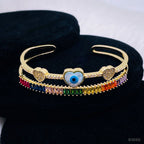 Mother Of Pearl Evil Eye Multi Color Rainbow Cuff Kada Bracelet Bulk