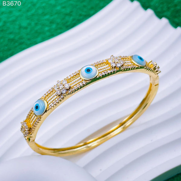 Flower Nakshatra Triple Evil Eye 18K Gold Openable Kada Bracelet Bulk Main image