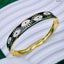 Black Enamel Evil Eye Gold Anti Tarnish Openable Kada Bracelet Bulk