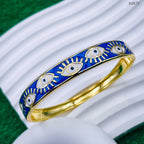 Black Enamel Evil Eye Gold Anti Tarnish Openable Kada Bracelet Bulk
