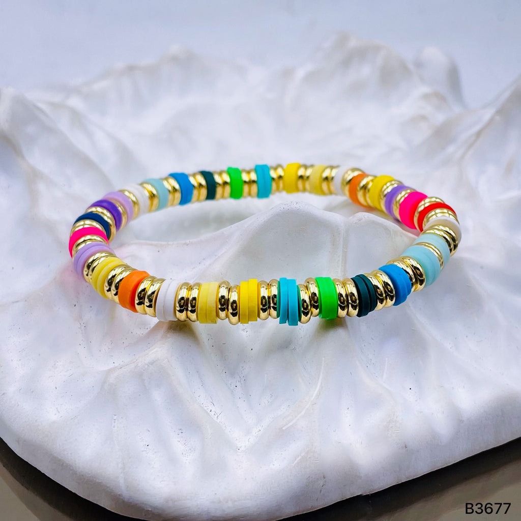 Fibo Beads 18K Gold Stretchable Elastic Bracelet For Women Bulk