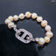 Cd Cubic Zirconia Pearl Silver Stretchable Free Size Bracelet Bulk