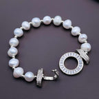 Ring Baguette CZ Pearl Silver Stretchable Free Size Bracelet Bulk