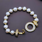 Ring Baguette CZ Pearl Silver Stretchable Free Size Bracelet Bulk