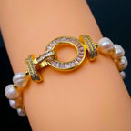 Ring Baguette CZ Pearl Silver Stretchable Free Size Bracelet Bulk