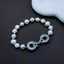Dual Ring Baguette CZ Pearl Silver Stretchable Free Size Bracelet Bulk