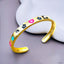 Ying Yang Love Peace Multi Color Enamel 18K Gold Cuff Kada Bangle for Women