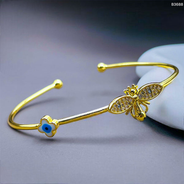 Butterfly Evil Eye Clover 18K Gold Cuff Kada Bangle For Women Bulk Main image