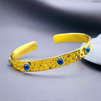 5 Evil Eye 18K Beaten Gold Anti Tarnish Cuff Kada Bangle Women Bulk