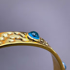 5 Evil Eye 18K Beaten Gold Anti Tarnish Cuff Kada Bangle Women Bulk