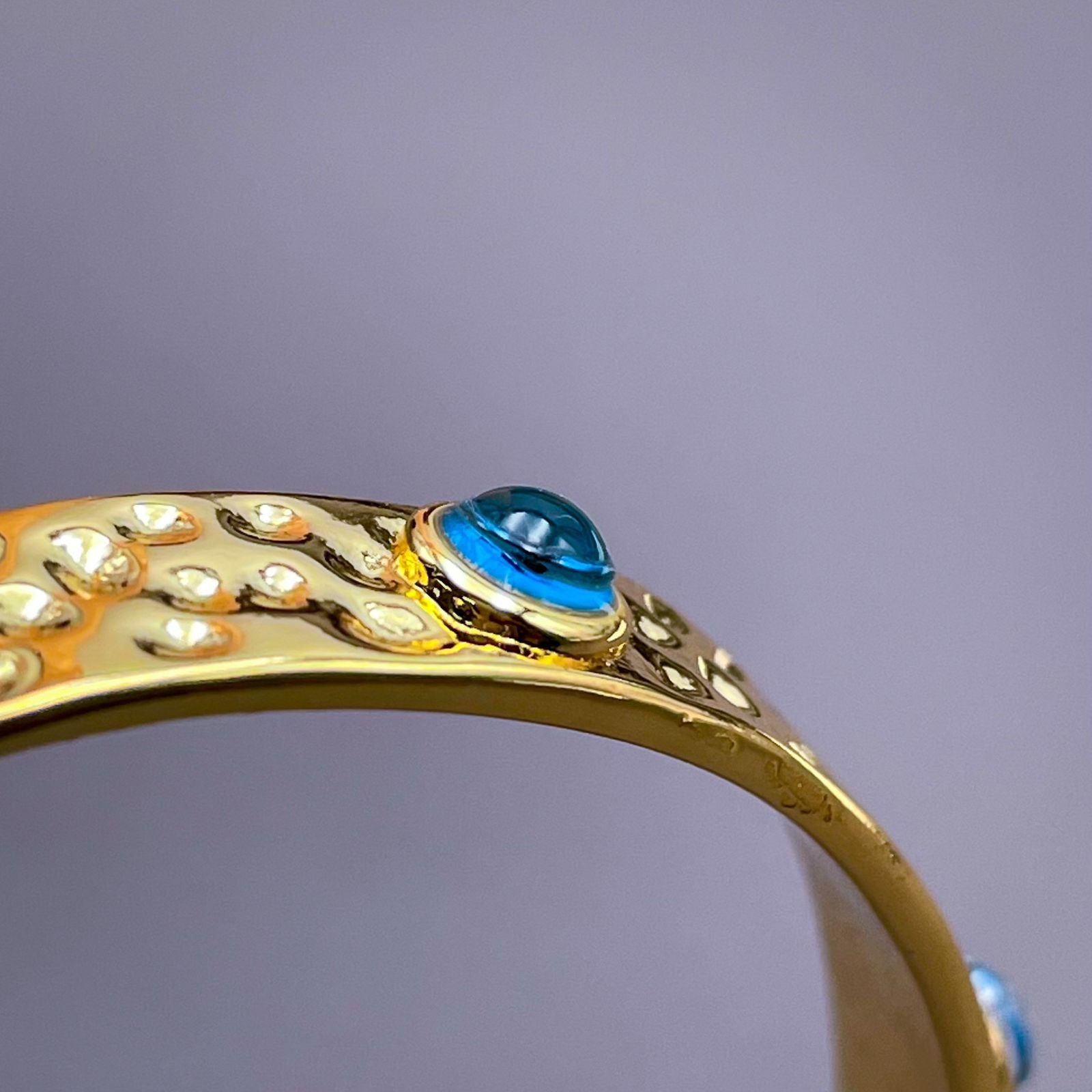 5 Evil Eye 18K Beaten Gold Anti Tarnish Cuff Kada Bangle Women Bulk