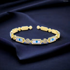 Rectangle Oval Mother Of Pearl Evil Eye 18K Gold Cuff Kada Bangle Bulk