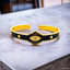 Black Enamel Buckle Evil Eye 18K Gold Cuff Kada Bangle For Women Bulk