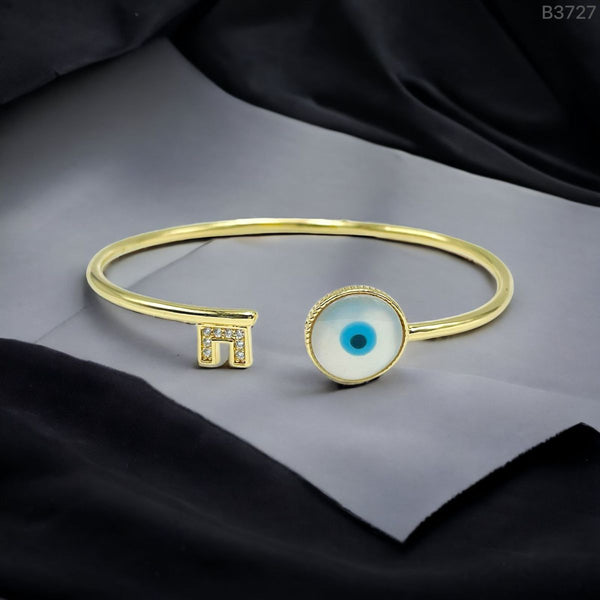 Lock Key Evil Eye Mother Of Pearl 18K Gold Cuff Kada Bangle Women Bulk Main image