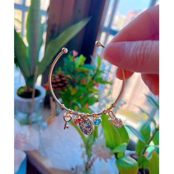 Lock Heart Love Key Charms 18K Gold Cuff Kada For Women Bulk Secondary image