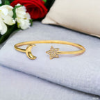 Star Moon Cubic Zirconia 18K Gold Anti Tarnish Cuff Bracelet Bulk
