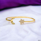 Star Moon Cubic Zirconia 18K Gold Anti Tarnish Cuff Bracelet Bulk