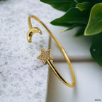 Star Moon Cubic Zirconia 18K Gold Anti Tarnish Cuff Bracelet Bulk